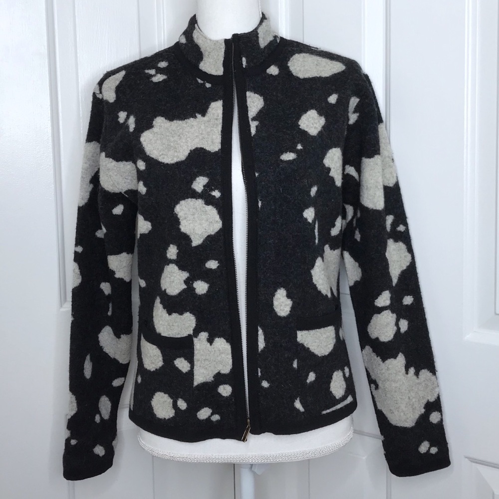 WONDRAWOOL boiled wool charcoal and light gray zip cardigan jacket small